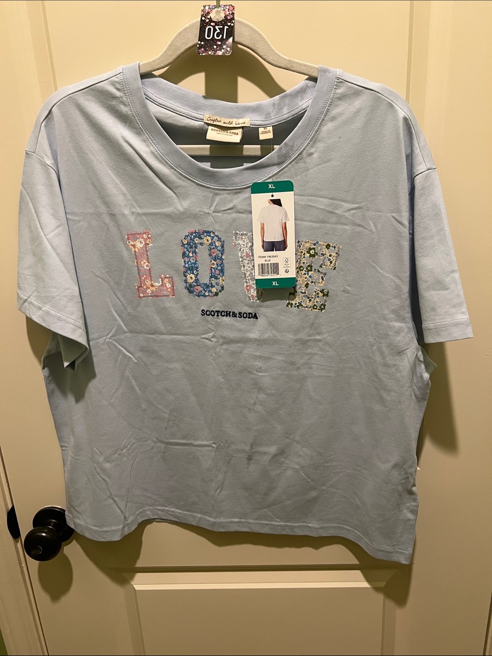 Scotch & Soda Light Blue Kids Floral 'LOVE' printed tee H130